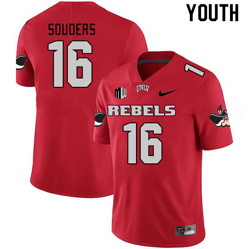 Youth #16 Kalvin Souders UNLV Rebels 2023 College Football Jerseys Stitched-Scarlet